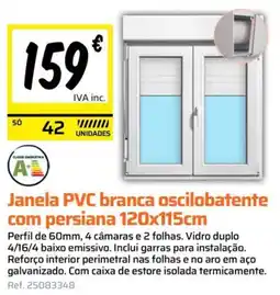 Obramat Janela PVC branca oscilobatente com persiana 120x115cm promoção