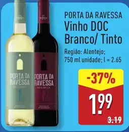 ALDI PORTA DA RAVESSA Vinho DOC Branco/Tinto promoção
