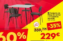 Conforama Conjunto de Mesa de Jantar + 4 Cadeiras SQUARE promoção