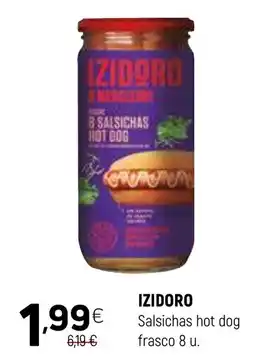Coviran IZIDORO Salsichas hot dog frasco 8 u. promoção