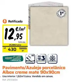 Obramat Pavimento/Azulejo porcelánico Albox creme mate 90x90cm promoção