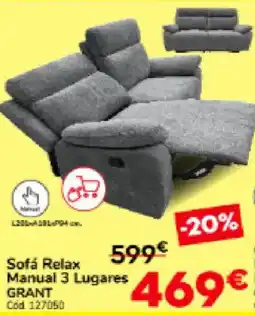 Conforama Sofá Relax Manual 3 Lugares GRANT promoção