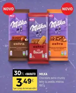 Coviran MILKA Chocolate extra chunky leite ou avelâs inteiras promoção