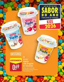 ALDI MILSANI logurte com Drageias de Chocolate promoção