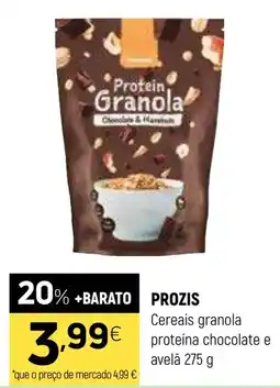 Coviran PROZIS Cereais granola proteína chocolate e avelã promoção
