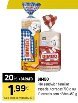 Coviran BIMBO Pão sandwich familiar especial torradas ou 10 cereais sem côdea promoção