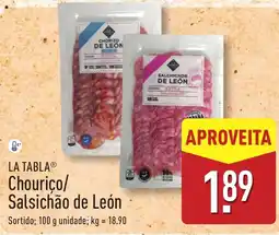 ALDI LA TABLA Chourico/ Salsichão de León promoção