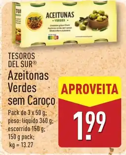 ALDI TESOROS DEL SUR Azeitonas Verdes sem Caroço promoção