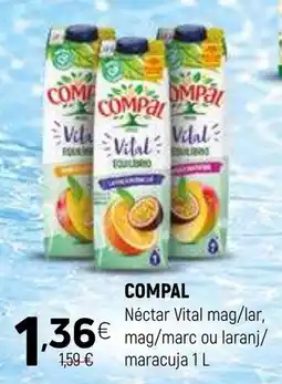 Coviran COMPAL Néctar Vital mag/lar, mag/marc ou laranj maracuja promoção