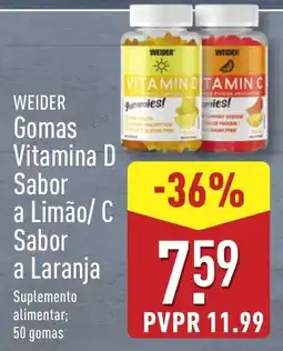 ALDI WEIDER Gomas Vitamina D Sabor a Limão/ C Sabor a Laranja promoção