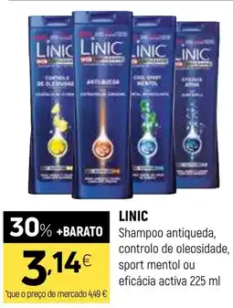 Coviran LINIC 30% Shampoo antiqueda, controlo de oleosidade, sport mentol ou eficácia activa promoção