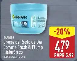 ALDI GARNIER Creme de Rosto de Dia Sorvete Fresh & Plump Hialurónico promoção