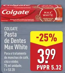 ALDI COLGATE Pasta de Dentes Max White promoção