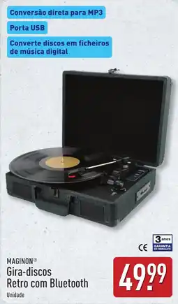 ALDI MAGINON Gira-discos Retro com Bluetooth promoção