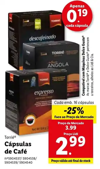 Lidl Torrié Cápsulas de Café 16 Cápsulas promoção