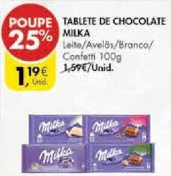 Pingo Doce Tablete de Chocolate Milka 100g promoção