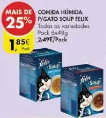 Pingo Doce Comida Húmida P/Gato Soup Felix 4x48g promoção