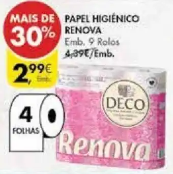 Pingo Doce Papel Higiénico Deco Renova 9 rolos promoção