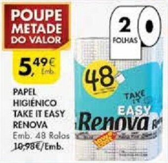 Pingo Doce Papel Higiénico Take It Easy Renova 48 rolos promoção