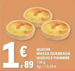 E.Leclerc Quiche massa quebrada queijo e fiambre promoção