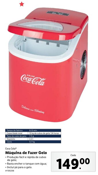 Lidl Coca Cola Máquina de Fazer Gelo promoção