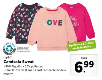 Lidl Lupilu Camisola Sweat 86-116cm promoção