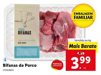 Lidl Bifanas de Porco promoção