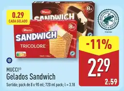 ALDI MUCCI Gelados Sandwich promoção