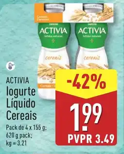 ALDI ACTIVIA logurte Líquido Cereais promoção
