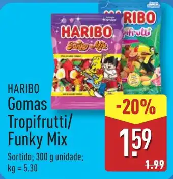 ALDI HARIBO Gomas Tropifrutti/ Funky Mix promoção