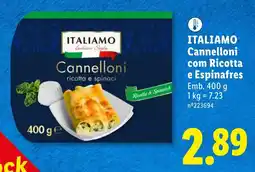 Lidl ITALIAMO Cannelloni com Ricotta e Espinafres promoção