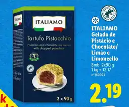 Lidl ITALIAMO Gelado de Pistácio e Chocolate/ Limão e Limoncello promoção