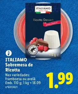 Lidl ITALIAMO Sobremesa de Ricotta promoção