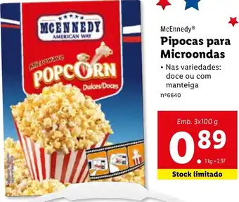 Lidl McEnnedy Pipocas para Microondas 3 x 100g promoção