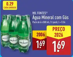 ALDI MIL FONTES Agua Mineral com Gás promoção
