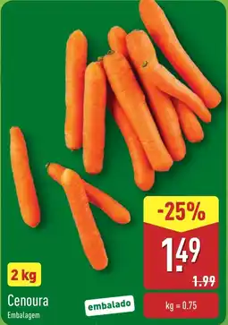 ALDI Cenoura Embalagem promoção