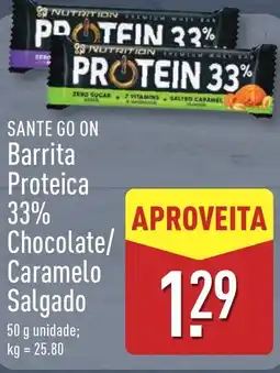 ALDI SANTE GO ON Barrita Proteica 33% Chocolate/ Caramelo Salgado promoção