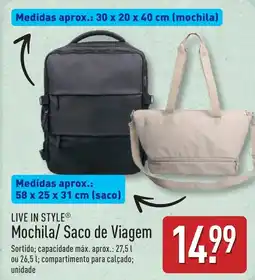 ALDI LIVE IN STYLE Mochila/ Saco de Viagem promoção