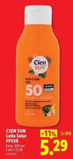 Lidl Cien - leite solar fps50 promoção