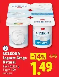Lidl Milbona - iogurte grego natural promoção