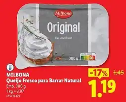 Lidl Milbona - queijo fresco para barrar natural promoção