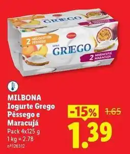 Lidl Milbona - iogurte grego pêssego e maracujá promoção