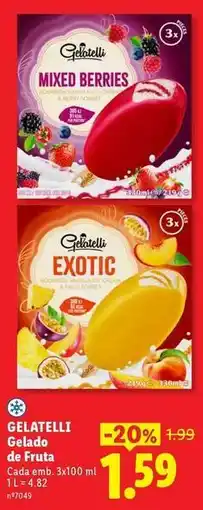 Lidl Gelatelli - gelado de fruta promoção