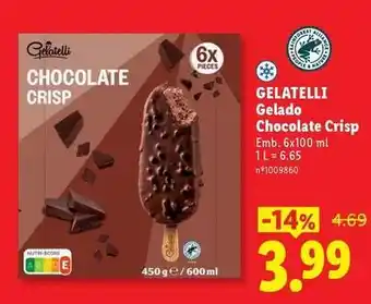 Lidl Gelatelli - gelado chocolate crisp promoção