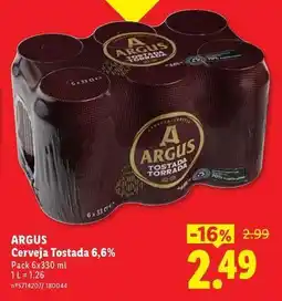 Lidl Argus - cerveja tostada 6.6% promoção