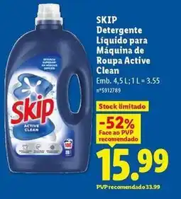 Lidl Skip - detergente liquido para maquina de roupa active clean promoção