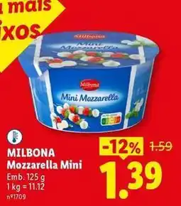 Lidl Milbona - mozzarella mini promoção