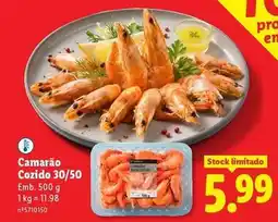 Lidl Camarão cozido 30/50 promoção
