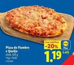 Lidl com - pizza de fiambre e queijo promoção