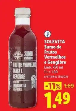 Lidl Solevita - sumo de frutos vermelhos e gengibre promoção